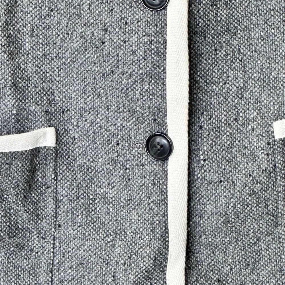 Banana Republic Gray piped Tweed Wool Blend blazer Jacket Size 6
